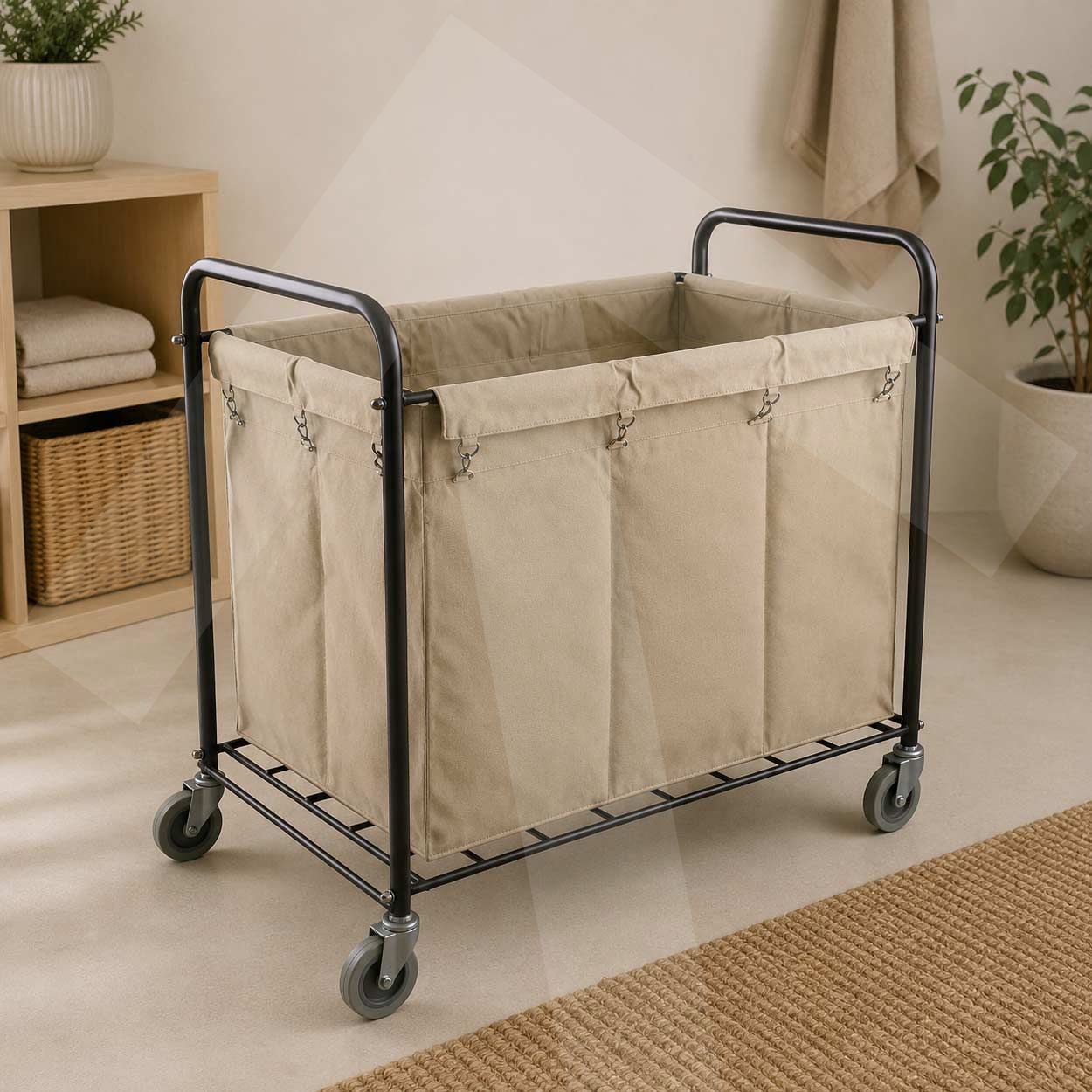 Carro de lavander�a recto; ruedas giratorias de goma