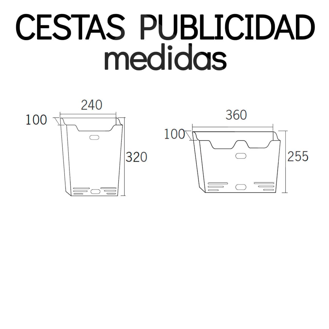 Cesta publicidad Portal; detalle de las medidas