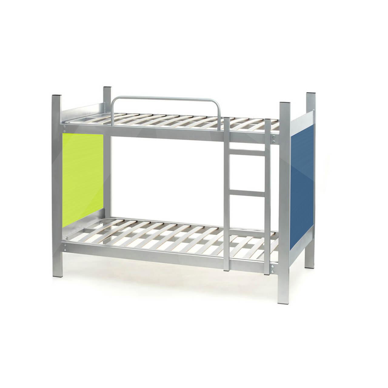 Litera albergue; con paneles pistacho / azul