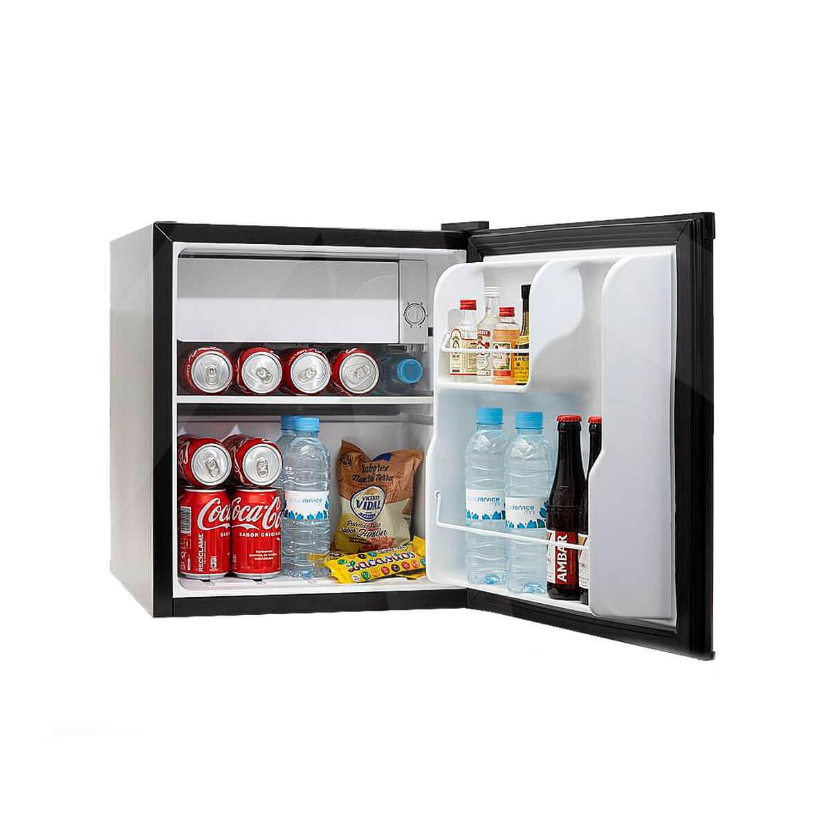 Minibar Compresor 46L; negro puerta abierta