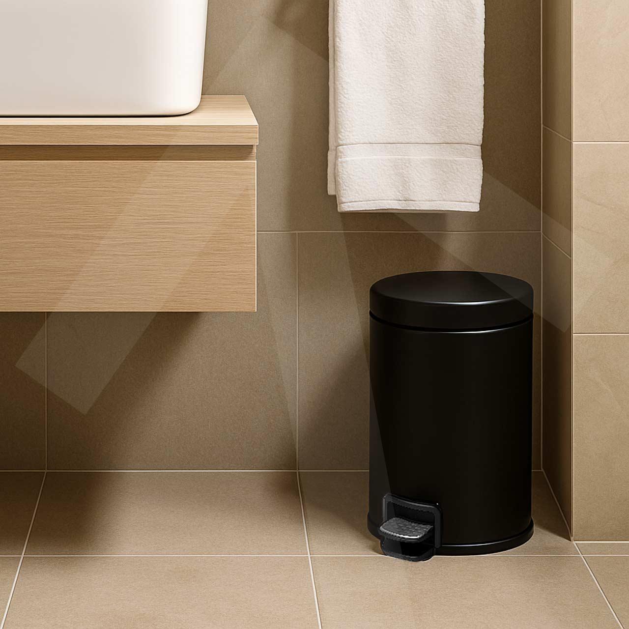 Papelera bao hotel Elite; acabado negro mate