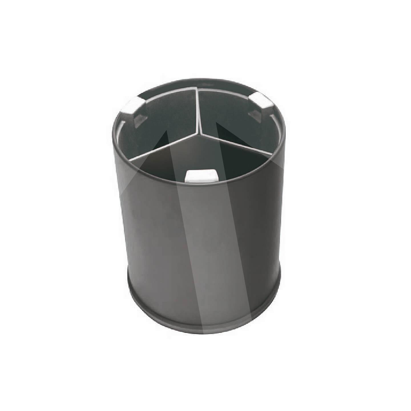 Papelera redonda triselectiva; negra + cubos negros