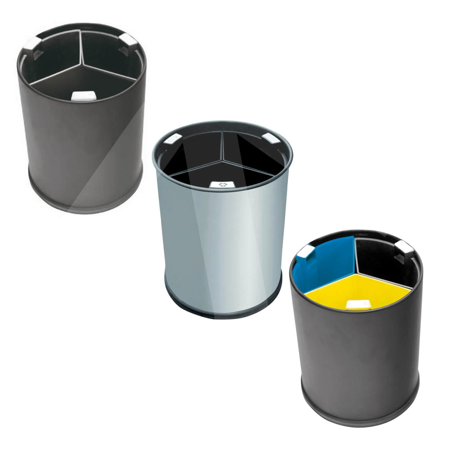 Papelera redonda triselectiva