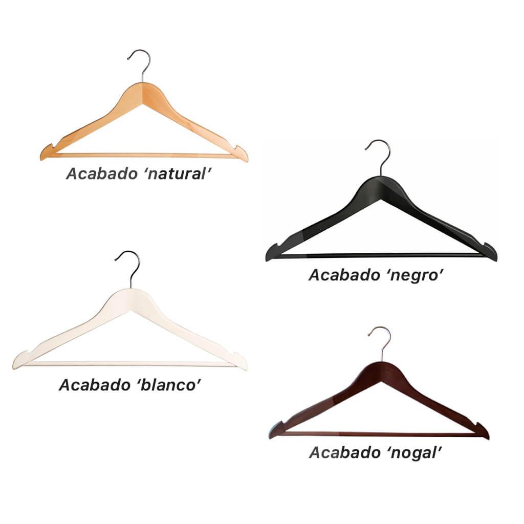 Perchas de madera Basic pinzas (x80); acabados disponibles