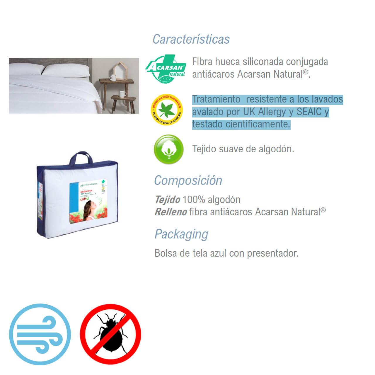 Relleno nrdico Premium anticaros; caractersticas