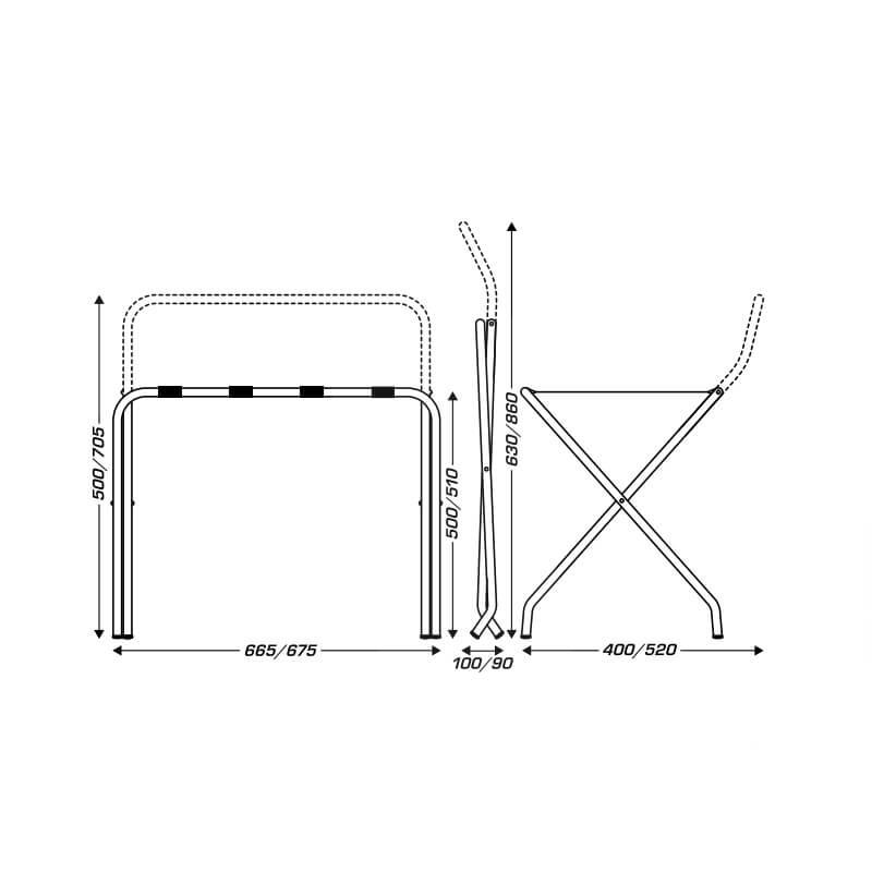 Reposamaletas Rack metal; detalle dimensiones