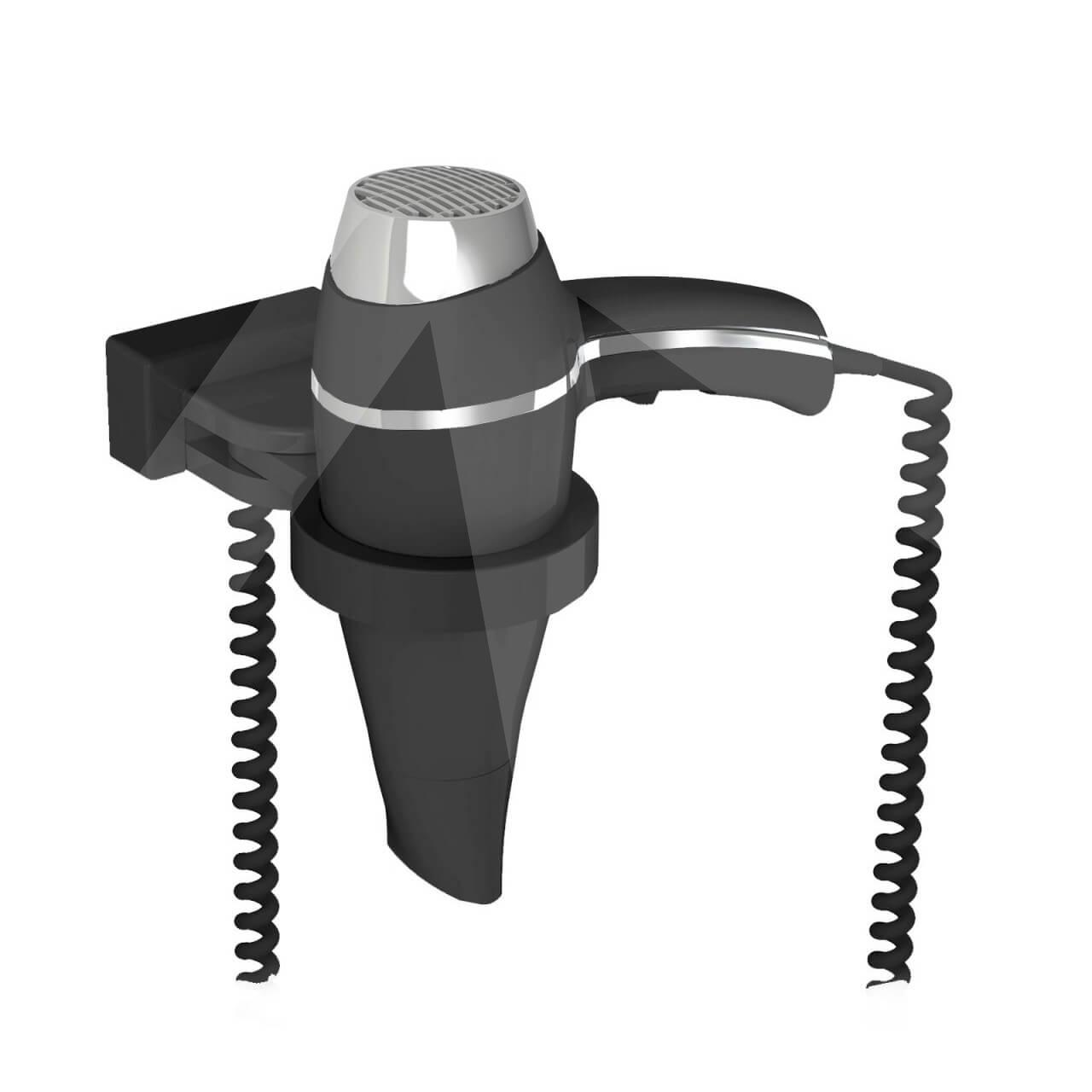 Secador de pelo hotel Alteo; modelo negro + soporte