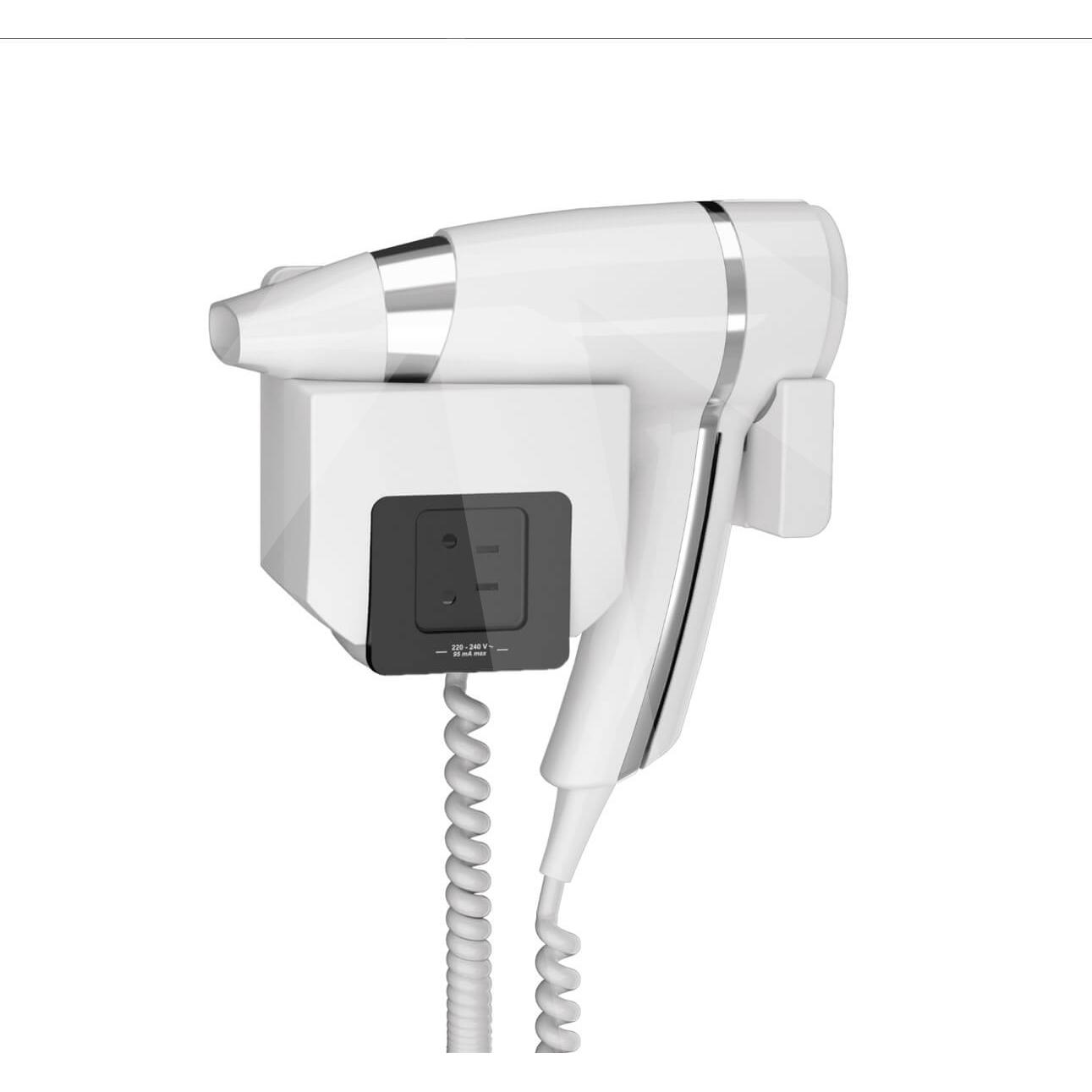 Secador de pelo Brittony; blanco + soporte frontal + enchufe