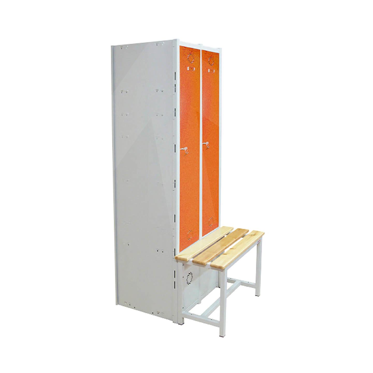 Taquilla modular Gym + banco; puerta naranja