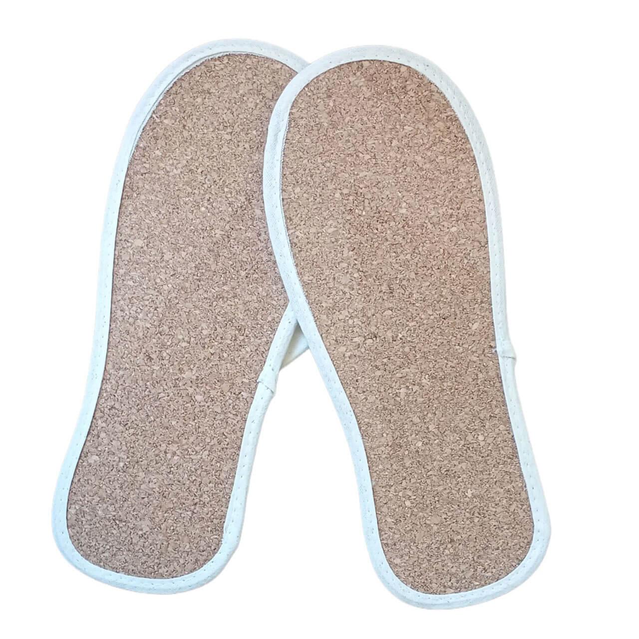 Zapatillas biodegradables Algodn Corcho (x40 pares); detalle suelas