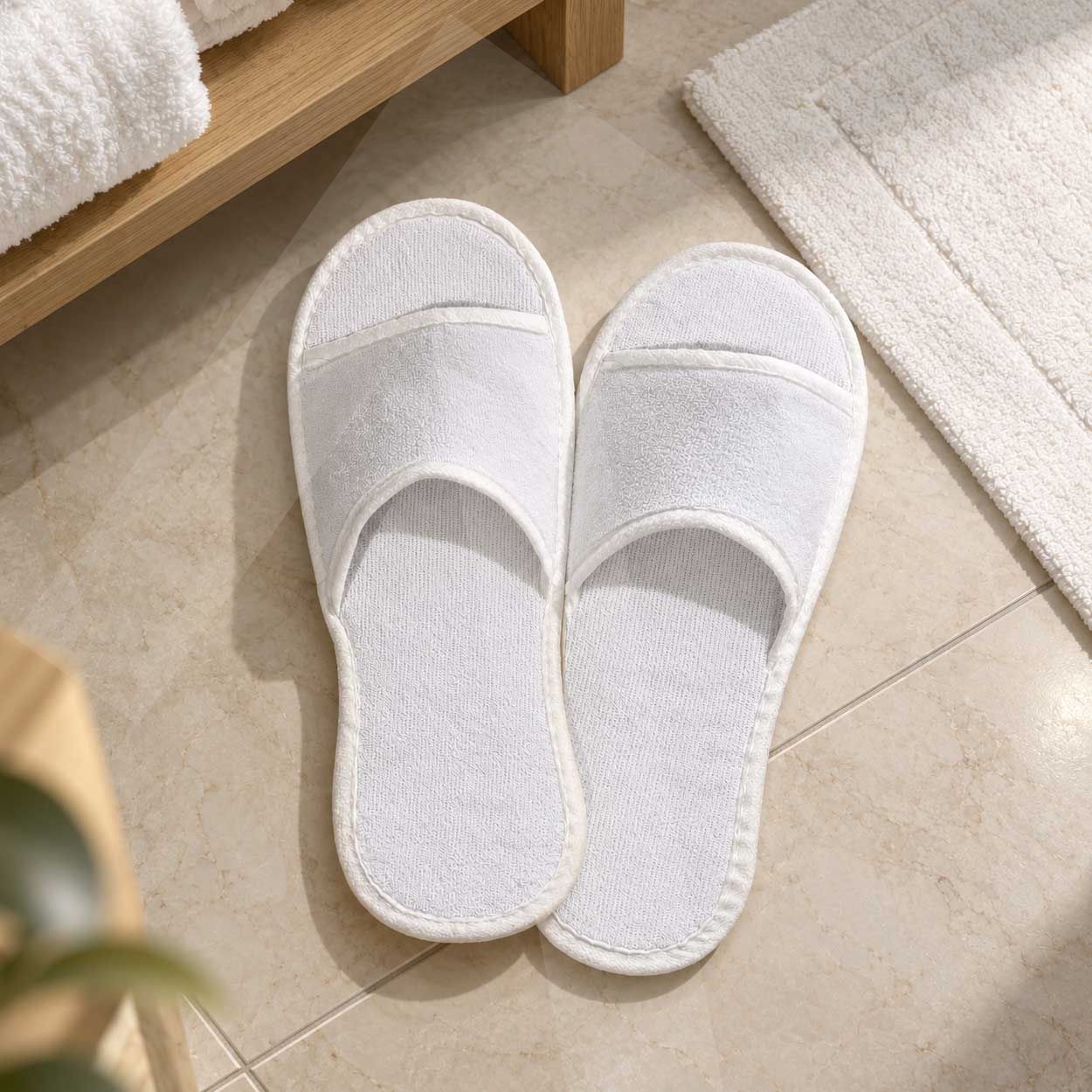 Zapatillas hotel Rizo abiertas (x250 pares); rizo 100% algod�n